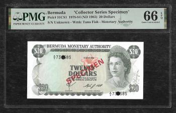 Bermuda Set Specimen 1,5,10,20,50,100 Dollars PMG