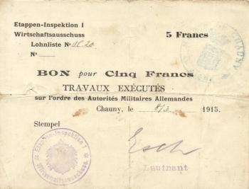 Ro.404c - 5 Francs 8.3.1915 (Etappen-Inspektion 1) F