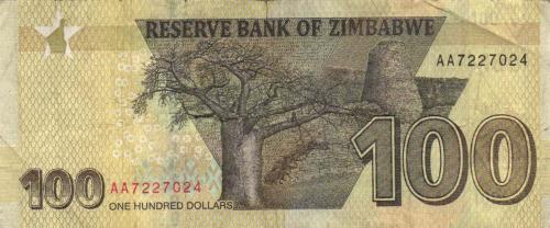 Zimbabwe P.106 - 100 Dollars 2020 F