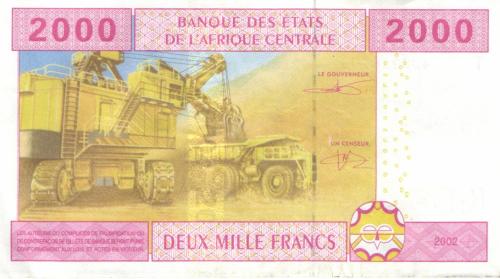 Zentralafrikanische Staaten P.108Tc - 2000 Francs 2002 Kongo VF+