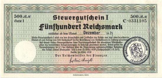 Ro.718a - 500 Reichsmark Dezember.1939 XF