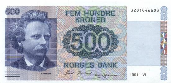 Norwegen P.044a - 500 Kroner 1991 XF