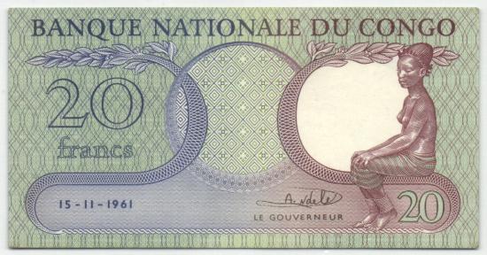 Kongo P.004a - 20 Francs 15.11.1961 UNC-