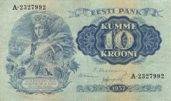 Estland P.067a - 10 Krooni 1937 VF