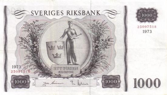 Schweden P.046f - 1000 Kronor 1973 VF-