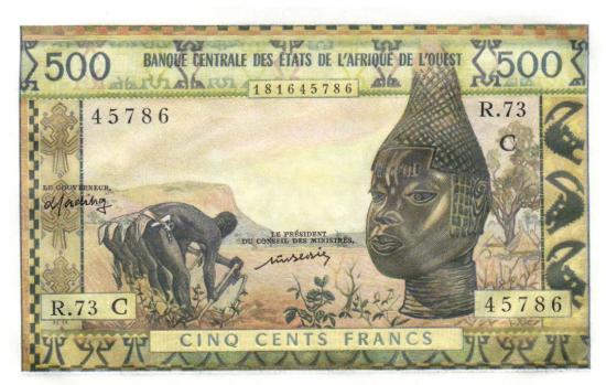 West Afrikanische Staaten P.302Cm 500 Francs Burkina Faso ​UNC