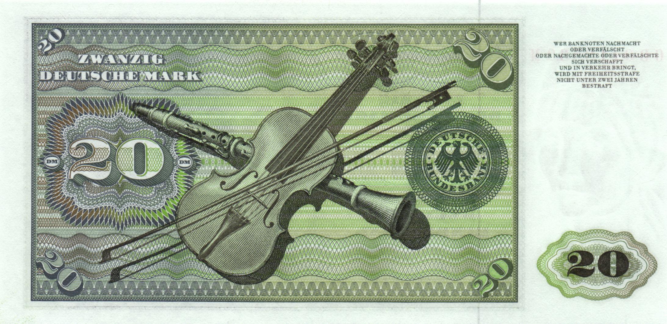 GERMANY 20 Deutsche Mark 1970 UNC  Ro.271a P.32a 